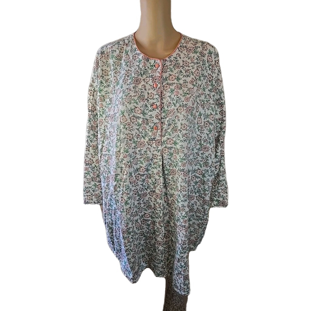 Victoria's Secret Women's Vintage Pink and Green Floral Nightgown Size M/L - Picture 1 of 5